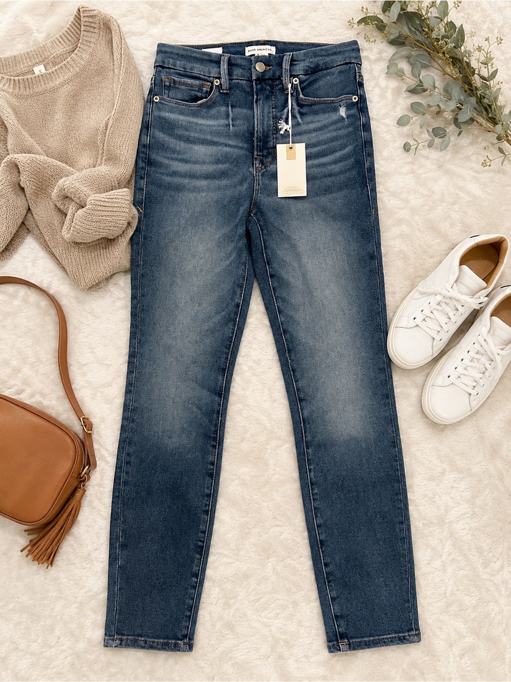NWT Good American Good Waist Skinny Jeans Size 2/26 Medium Wash High Rise